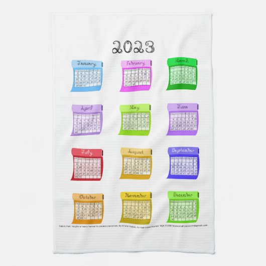 2023 Schriftart im Kalender Geschirrtuch (Vertikal)