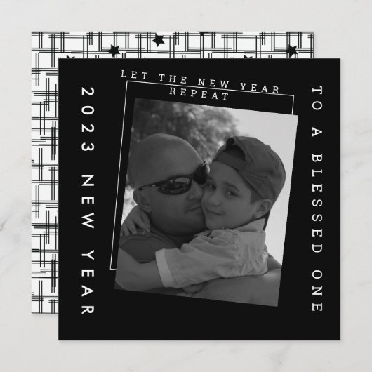 2023 Schwarz-Weiß-Foto der neuen Jahre Karte (Vorne/Hinten)