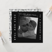 2023 Schwarz-Weiß-Foto der neuen Jahre Karte (Vorderseite/Rückseite Beispiel)