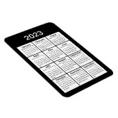 2023 Schwarzer Mini-Kalender-Magnet Magnet (Rechte Seite)