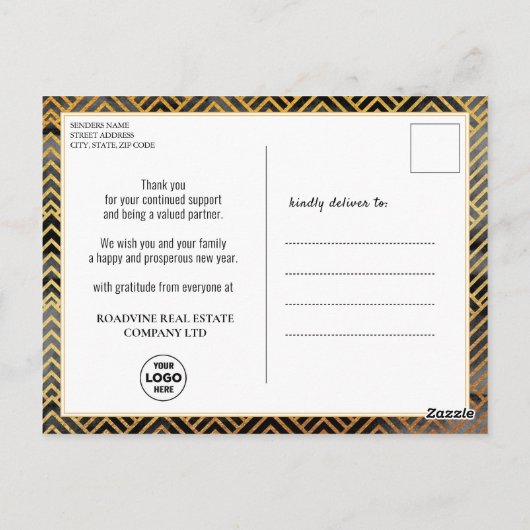 2023 Schwarzes Script - Moderner Kalender für Unte Postkarte (Rückseite)