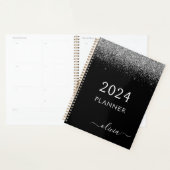 2023 Silver Black Glitter Sparkle Glam Monogram Planer (Anzeige)