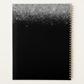 2023 Silver Black Glitter Sparkle Glam Monogram Planer (Rückseite)