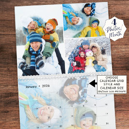 2023 Simple Custom Photo Collage 4 Per Month Kalender