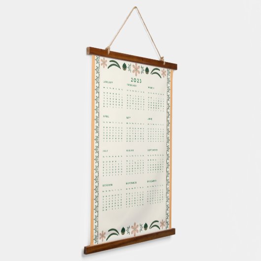 2023 Tapestry Wall Yearly Calendar Wandteppich Mit Holzrahmen (Gewinkelt)