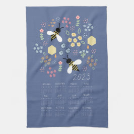 2023 Teetuchkalender Honey Bee Floral Garden Geschirrtuch