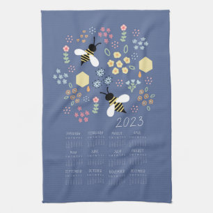 2023 Teetuchkalender Honey Bee Floral Garden Geschirrtuch