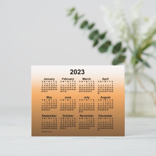 2023 Verblasster Gold Mini Kalender von Janz Postc Postkarte (Stehend Vorderseite)