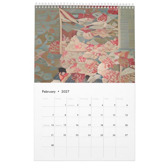 2023 Waiola Quilting OnePage MediumCalendar, Weiß Kalender (Feb 2027)