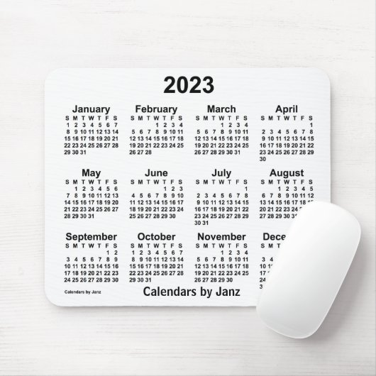 2023 Weißer Kalender von Janz Mouse Pad Mousepad (Mit Mouse)