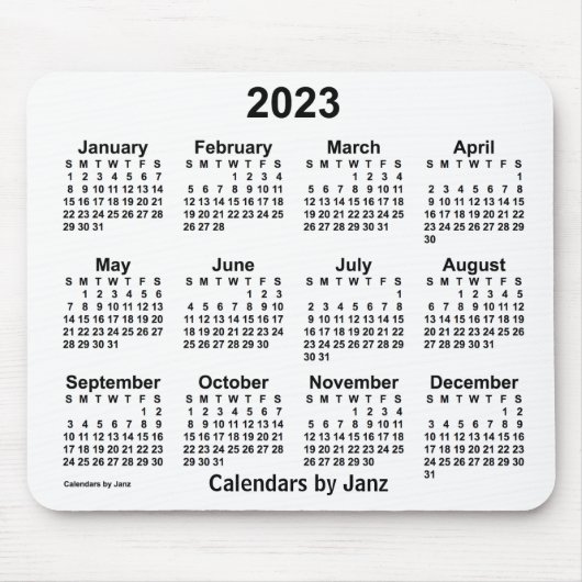 2023 Weißer Kalender von Janz Mouse Pad Mousepad (Vorne)