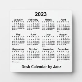 2023 Weißer Schreibtisch Kalender von Janz Plaque Fotoplatte