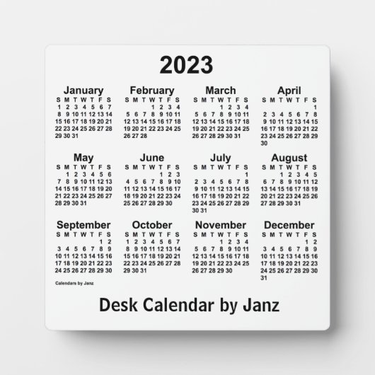 2023 Weißer Schreibtisch Kalender von Janz Plaque Fotoplatte (Vorderseite)