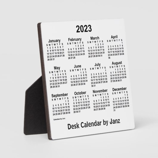 2023 Weißer Schreibtisch Kalender von Janz Plaque Fotoplatte (Vorderseite)