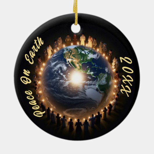 2023 Weltfrieden Custom Beautiful Keramik Ornament (Hinten)