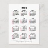 2023 White 52 Week ISO Calendar by Janz Postcard Postkarte (Vorderseite)