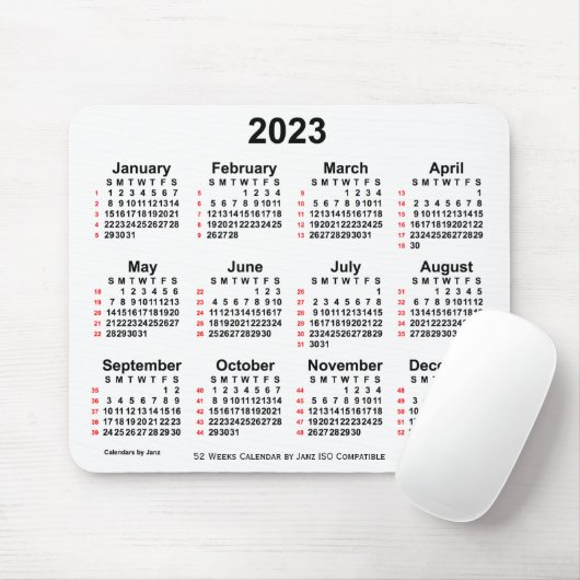 2023 White 52 Weeks ISO Calendar by Janz Mousepad (Mit Mouse)