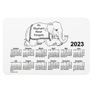 2023 White Elephant Calendar von Janz 4x6 Magnet