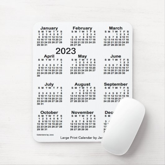 2023 White Large Print Calendar von Janz Mousepad (Mit Mouse)