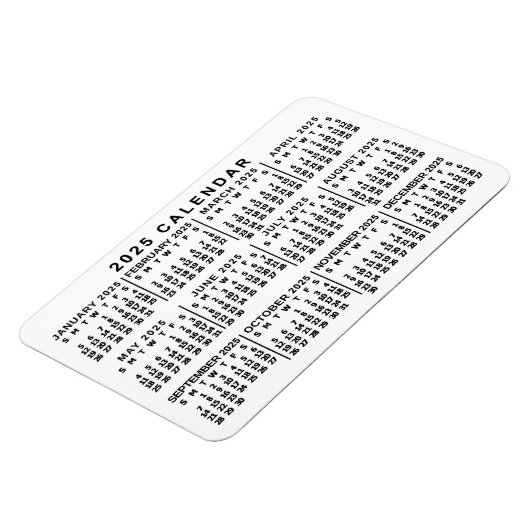 2023 Year Monthly Calendar Classic White and Black Magnet (Linke Seite)