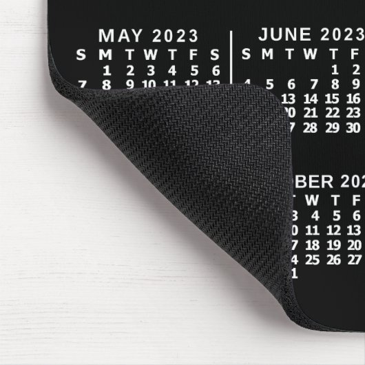2023 Year Monthly Calendar Custom Black and White Mousepad (Ecke)