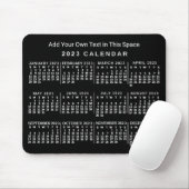 2023 Year Monthly Calendar Custom Black and White Mousepad (Mit Mouse)