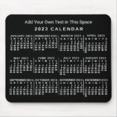 2023 Year Monthly Calendar Custom Black and White Mousepad (Vorne)