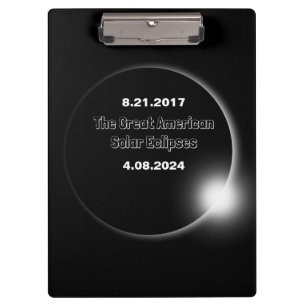 2024 & 2017 doppelt datierte Sonnenfinsternis Klemmbrett