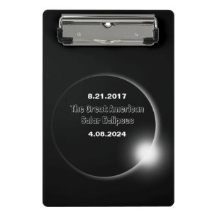 2024 & 2017 doppelt datierte Sonnenfinsternis Mini Klemmbrett