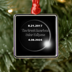 2024 & 2017 doppelt datierte Sonnenfinsternis Ornament Aus Metall
