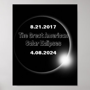 2024 & 2017 doppelt datierte Sonnenfinsternis Poster