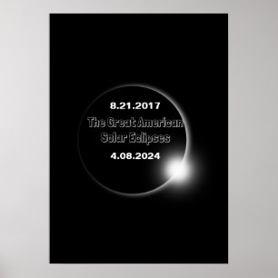 2024 & 2017 doppelt datierte Sonnenfinsternis Poster