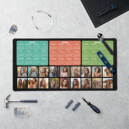 2024 2025 2026 Kalender mit 18 Fotos - schwarz Schreibtischunterlage (Arbeitsplatz)