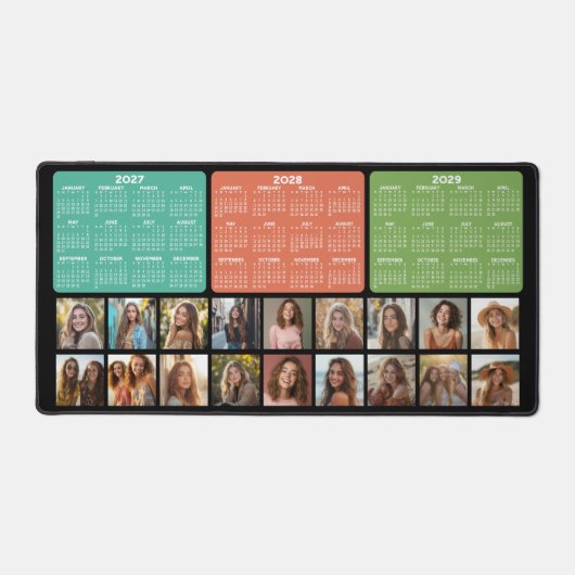 2024 2025 2026 Kalender mit 18 Fotos - schwarz Schreibtischunterlage (Vorderseite)
