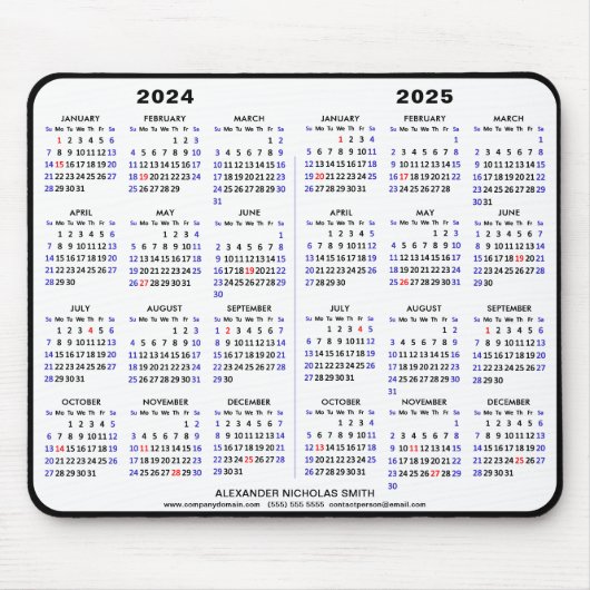 2024-2025 2 Jahre Kalender Schwarzer Individuelle Mousepad (Vorne)