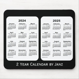 2024-2025 2-jähriger Schwarzweiss-Kalender durch Mousepad