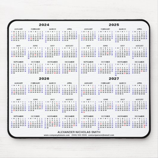 2024-2025 4 Jahre Kalender Schwarzer Individuelle Mousepad (Vorne)