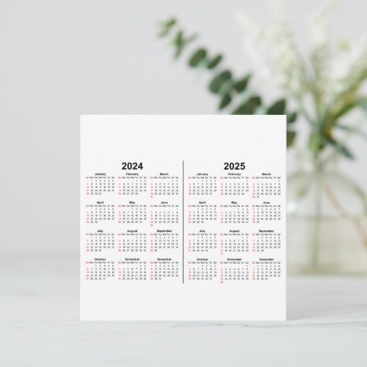2024 2025 Calendar 2 year black white (Stehend Vorderseite)