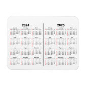 2024 2025 Calendar 2 year black white Magnet (Horizontal)