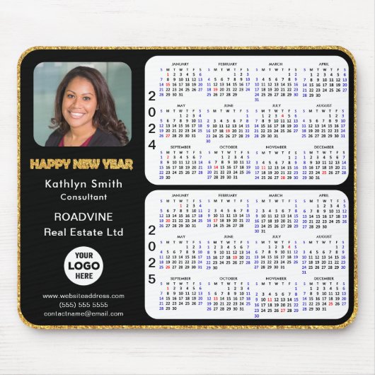 2024 - 2025 Calendar Gold Script Corporate Foto Mousepad (Vorne)