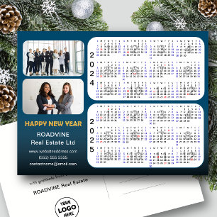 2024-2025 Calendar Modern Blue Corporate 2 Foto Feiertagspostkarte