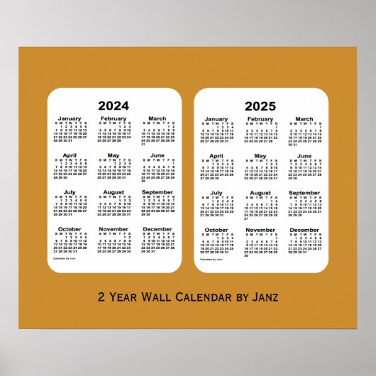 2024-2025 Gold 2 Year Wall Calendar by Janz Poster (Vorne)