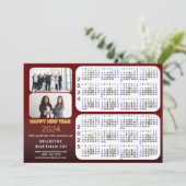 2024 - 2025 Kalender Business Modernes Rotes Unter Feiertagskarte (Stehend Vorderseite)