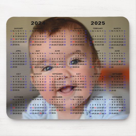 2024 - 2025 Kalender Custom Foto US Holidays Mousepad (Vorne)