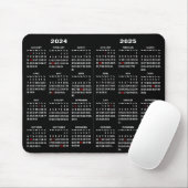 2024 - 2025 Kalender Einfach Schwarz mit US-Urlaub Mousepad (Mit Mouse)