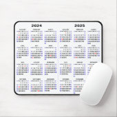 2024 - 2025 Kalender Einfach Schwarz mit US-Urlaub Mousepad (Mit Mouse)