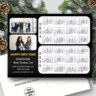 2024 2025 Kalender Modernes Black Corporate 2 Foto Feiertagspostkarte