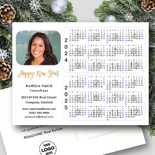 2024 - 2025 Kalender Modernes Gold Business Foto Feiertagspostkarte