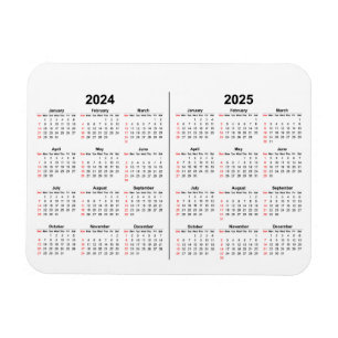 2024 2025 Kalender Schwarz-weiß 2 Jahre Magnet