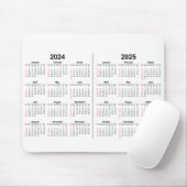 2024 2025 Kalender Schwarz-weiß 2 Jahre Mousepad (Mit Mouse)